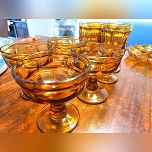 Vintage Libbey Rock Sharpe Amber Ashburton Goblets -4 total left, 1980's